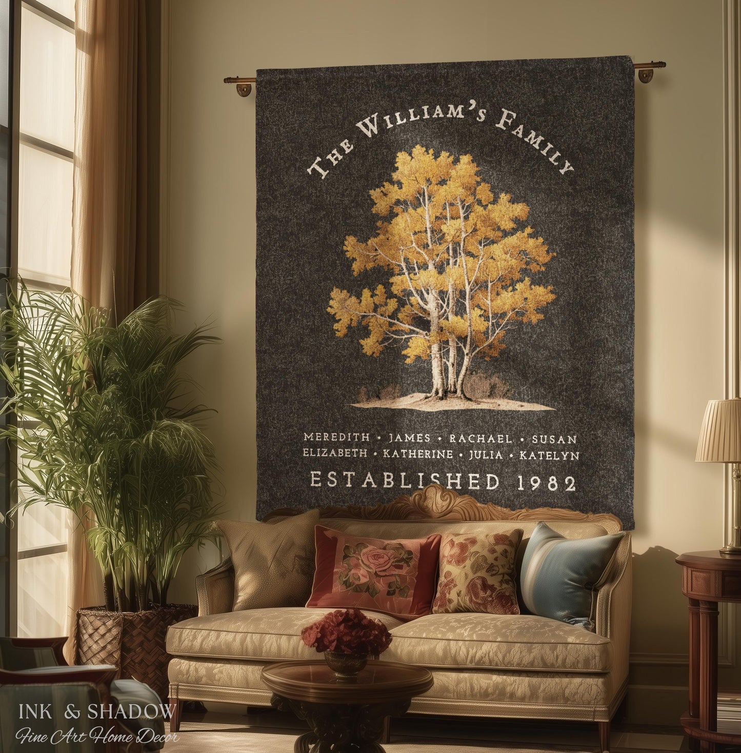 Custom Family Name Blanket Woven | Family Tree Wall Art Blanket Custom Family Gift Sentimental Gift for Mom Personalized Heritage Blanket |