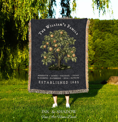 Peach Tree Family Name Blanket | Customized Family Tree Blanket Custom Family Gift Sentimental Gift for Mom Personalized Family Name Gift |