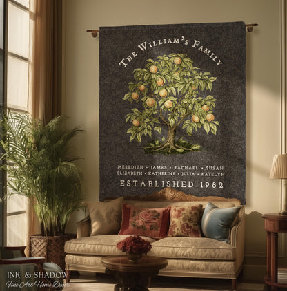 Peach Tree Family Name Blanket | Customized Family Tree Blanket Custom Family Gift Sentimental Gift for Mom Personalized Family Name Gift |