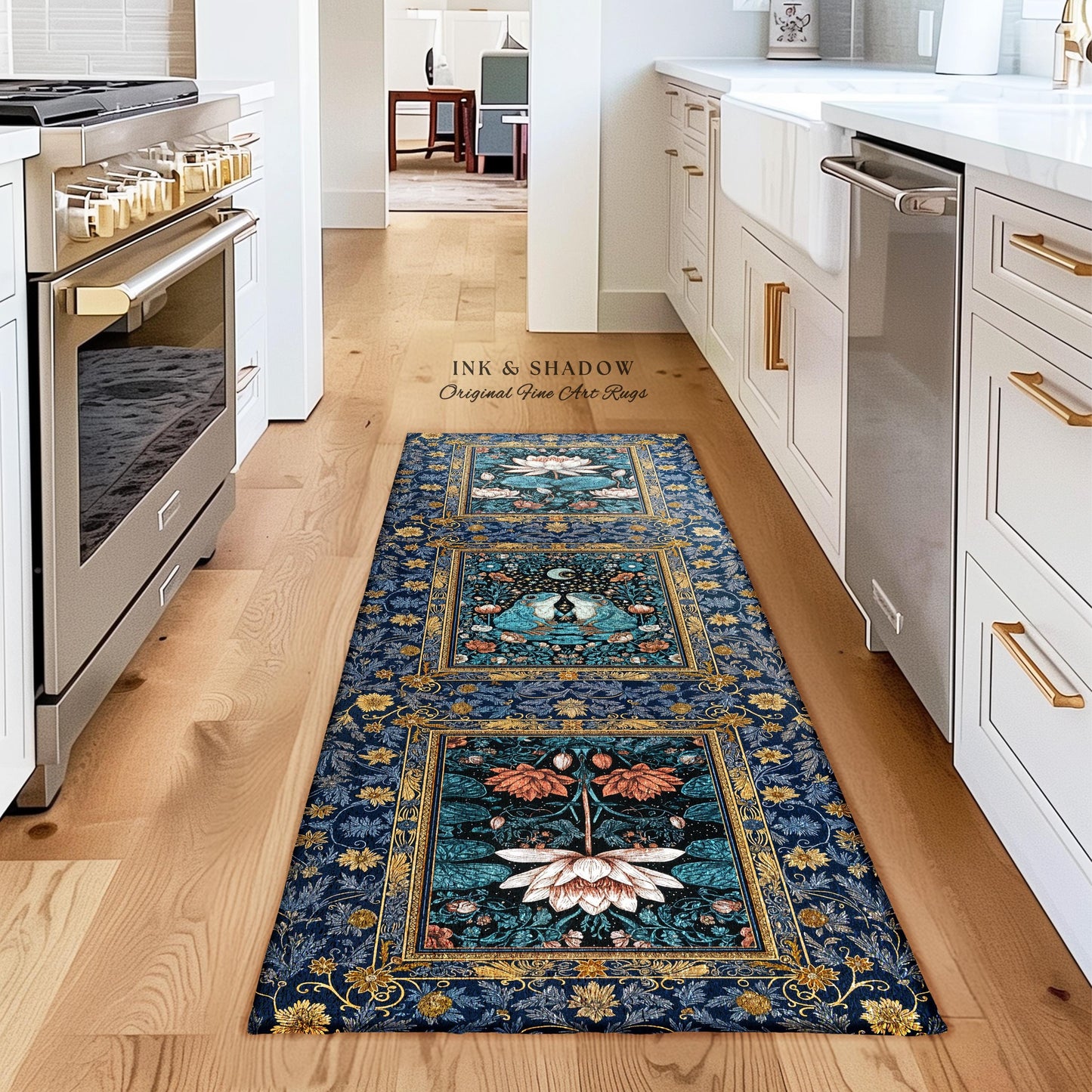Witchy Whimsical Frog Lovers Rug | Enchanted Bedroom Mystical Cottagecore Style Fairycore Woodland Romance Goblincore Moody Botanical Style