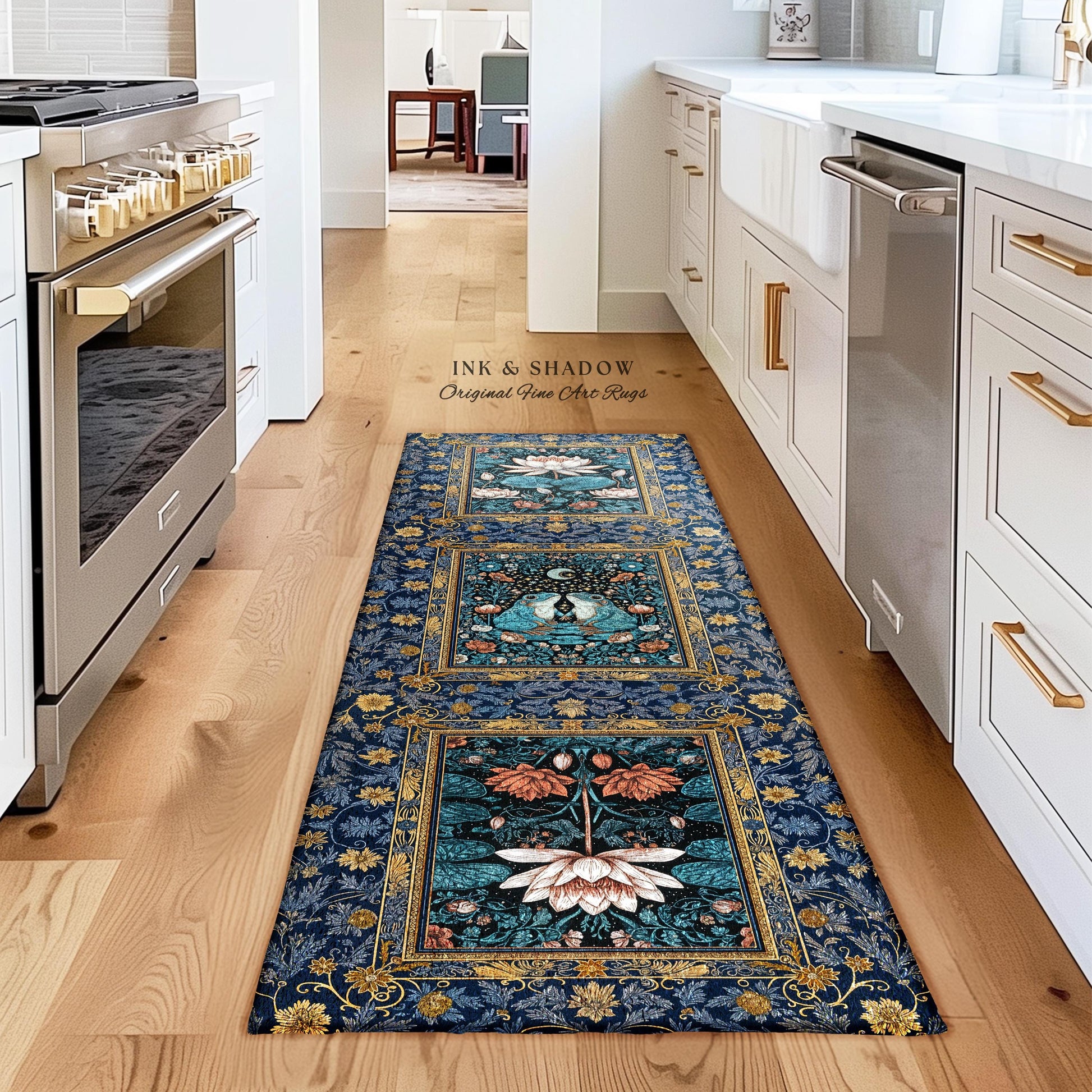 Witchy Whimsical Frog Lovers Rug | Enchanted Bedroom Mystical Cottagecore Style Fairycore Woodland Romance Goblincore Moody Botanical Style