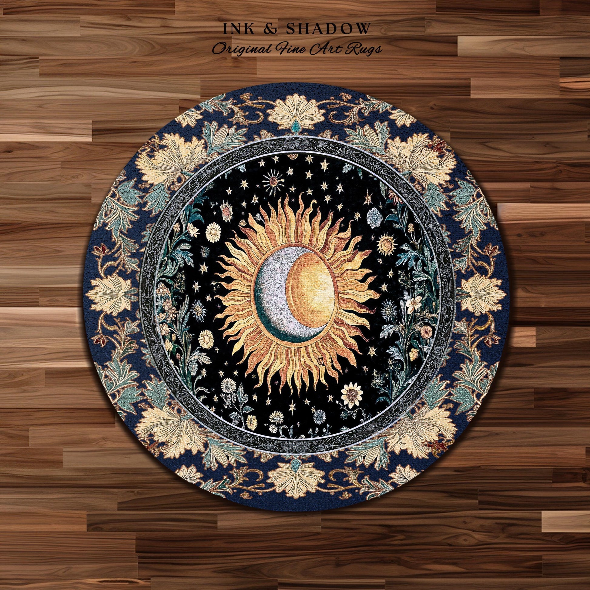 Lunar Energy Peaceful Bedroom Rug | Gothic Bohemian Astrology Mystic Whimsical Sun & Moon Maximalist Witchy Tarot Decor Celestial Accent Rug