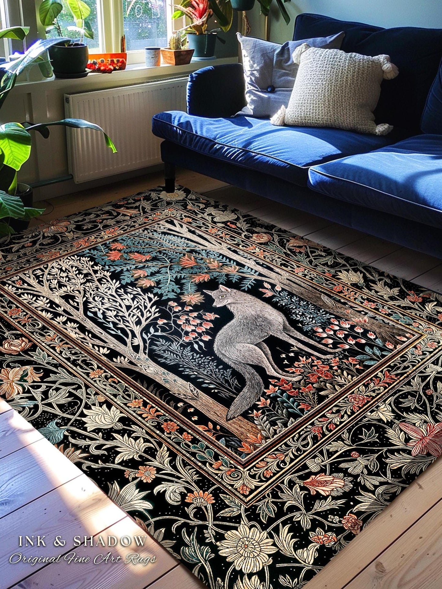Rustic Scandinavian Home Accent Rug | Boho Woodland Room Decor Whimsical Cottagecore Elegance Homey Aesthetic Magical Nature Inspired Room