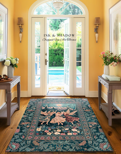 Sunny Wildflower Meadow Fairy Area Rug | Midsummer Aesthetic Bedroom Decor Folklore Fairytale Enchanted Medieval Angels Cottagecore Coquette