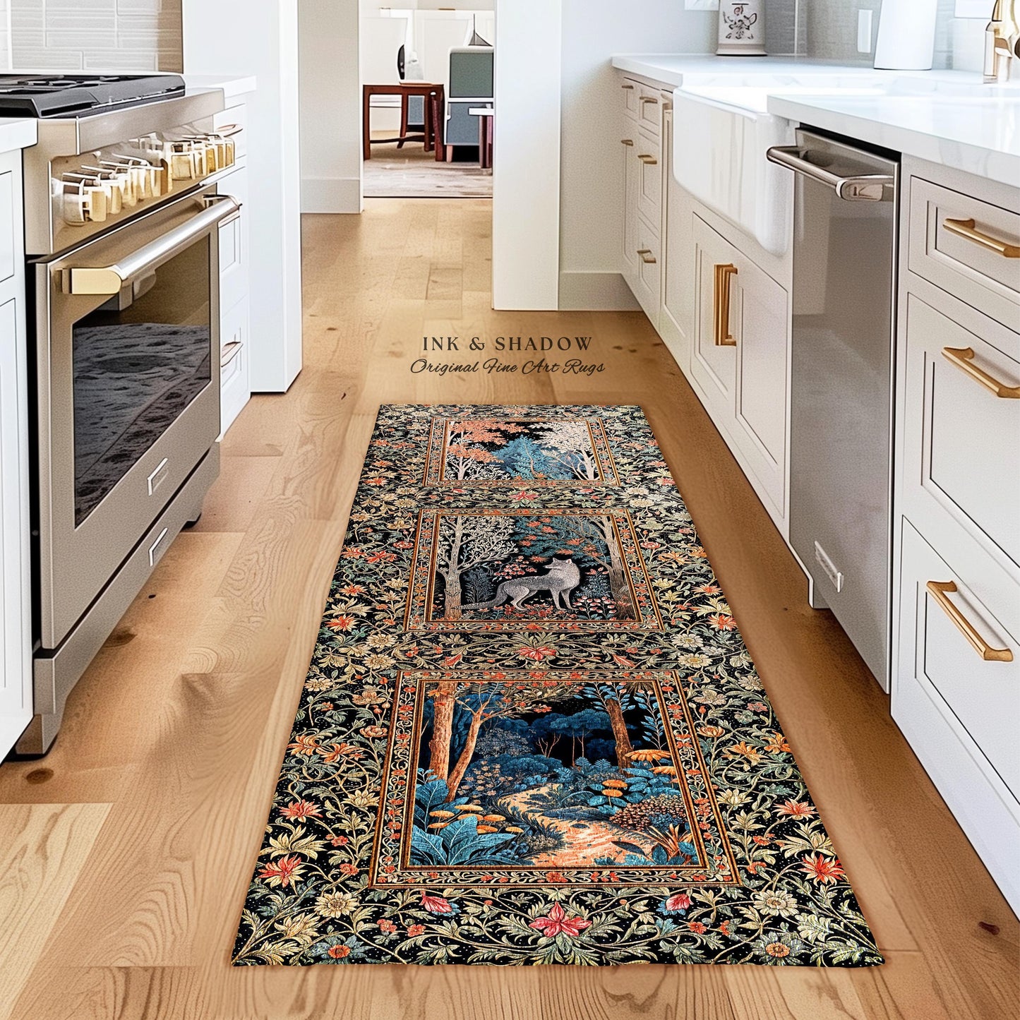 Rustic Scandinavian Home Accent Rug | Boho Woodland Room Decor Whimsical Cottagecore Elegance Homey Aesthetic Magical Nature Inspired Room
