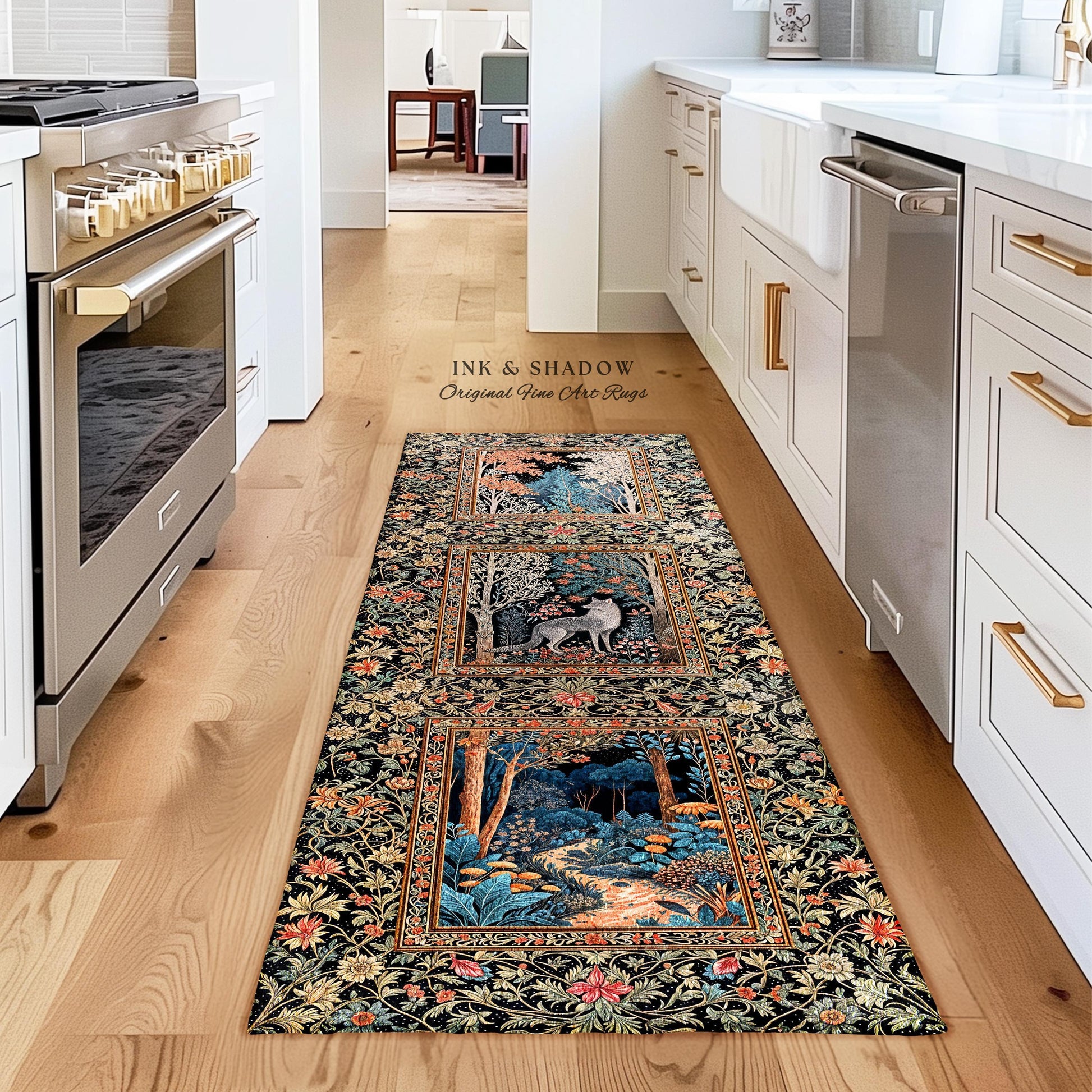 Rustic Scandinavian Home Accent Rug | Boho Woodland Room Decor Whimsical Cottagecore Elegance Homey Aesthetic Magical Nature Inspired Room