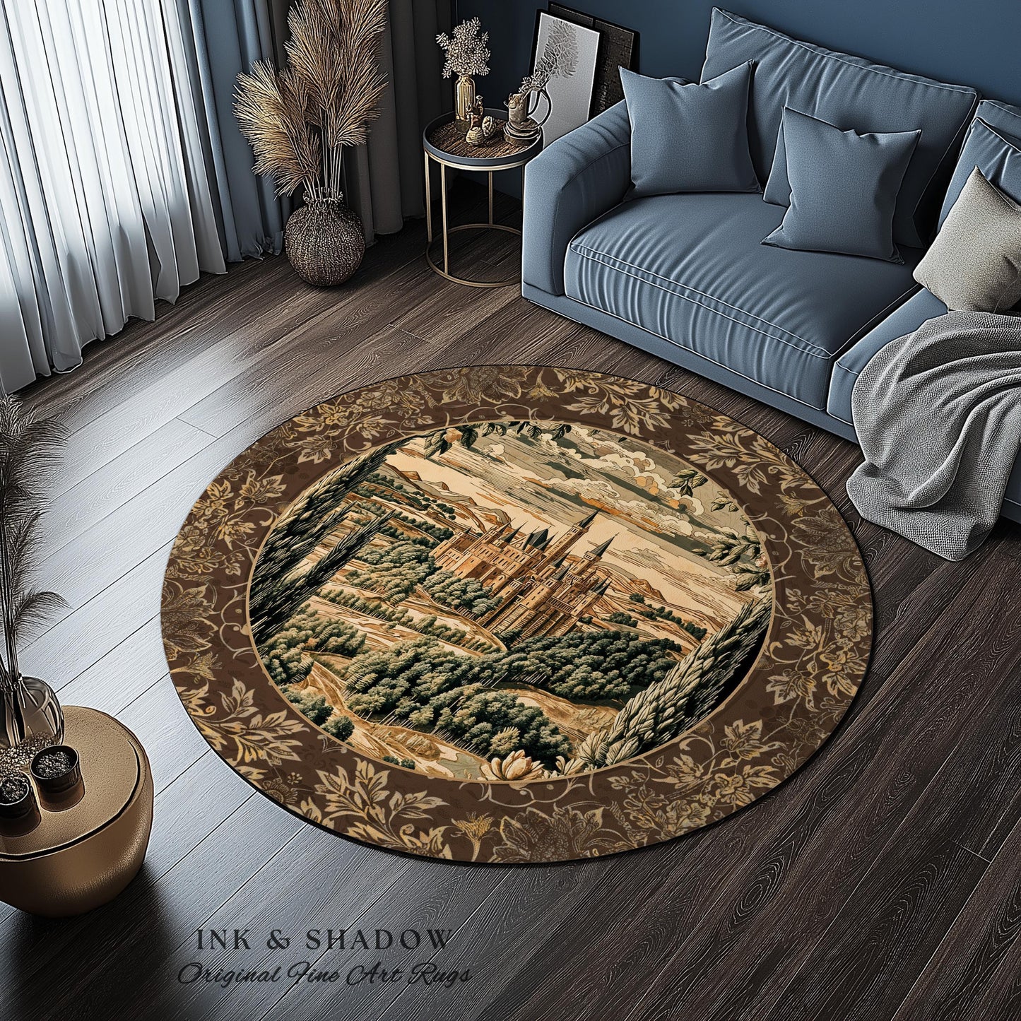 Romantic Victorian Botanical Accent Rug | Medieval Woodland Fairytale Castle Whimsigothic Folklore Romantic Princesscore Victorian Artwork