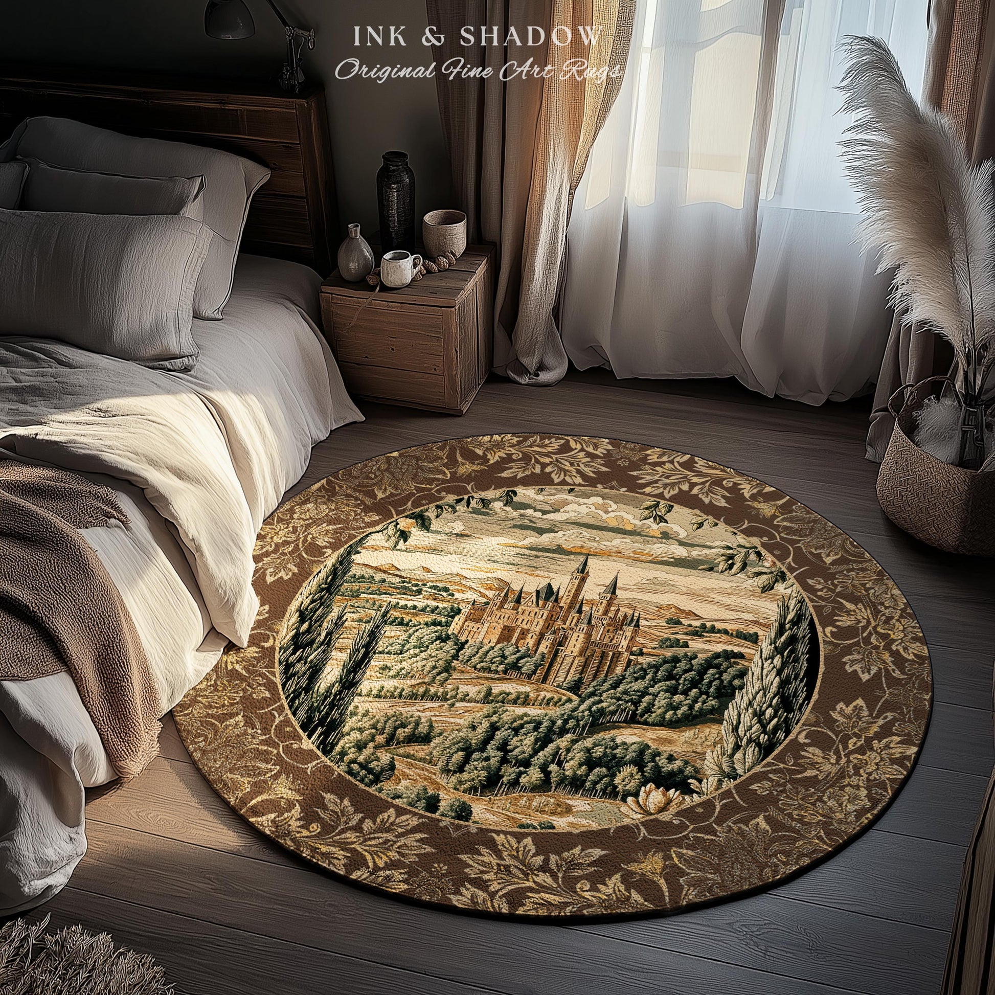 Romantic Victorian Botanical Accent Rug | Medieval Woodland Fairytale Castle Whimsigothic Folklore Romantic Princesscore Victorian Artwork