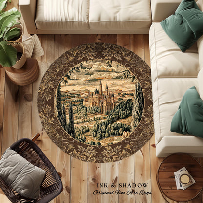 Romantic Victorian Botanical Accent Rug | Medieval Woodland Fairytale Castle Whimsigothic Folklore Romantic Princesscore Victorian Artwork