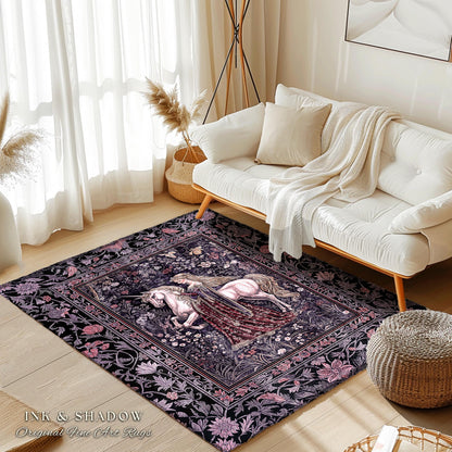Pastel Whimsical Medieval Accent Rug | Enchanted Cottagecore Home Decor Romantic Goth Princess Bedroom Fairytale Regal Coquette Decor Boho |