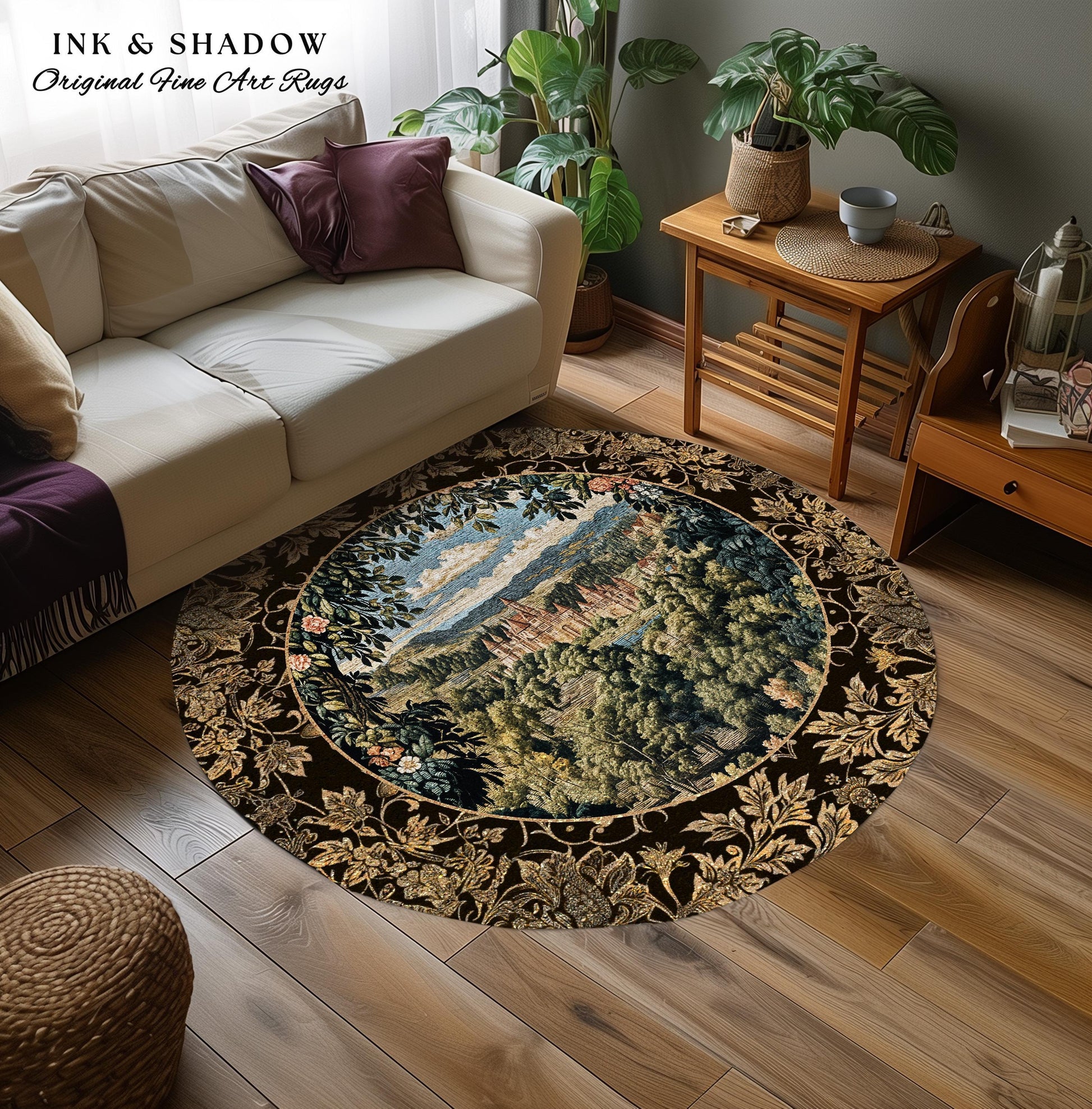 Fantasy Castle Botanical Area Rug | Fairycore Princess Bedroom Woodland Moody Medieval Woodland Fairytale Whimsy Whimsigothic Home Decor |