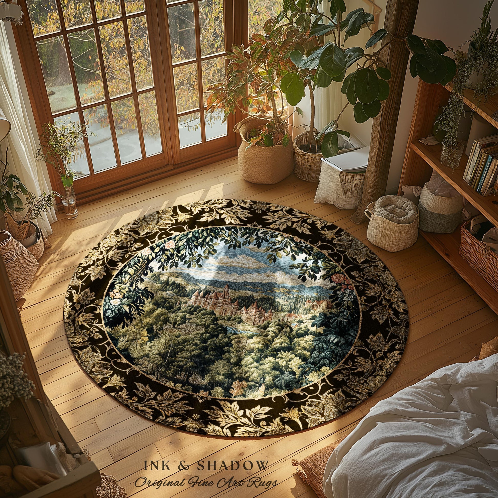 Fantasy Castle Botanical Area Rug | Fairycore Princess Bedroom Woodland Moody Medieval Woodland Fairytale Whimsy Whimsigothic Home Decor |