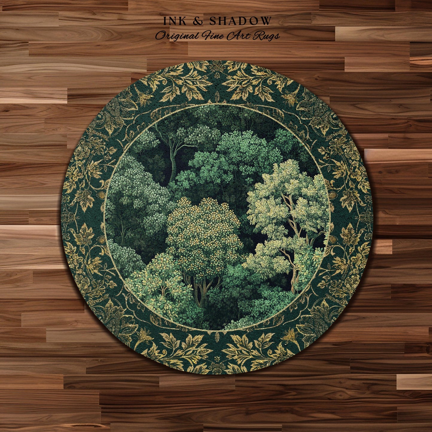 Lush Botanical Green Area Rug | Forest Theme Woodsy Aesthetic Living Room Green Home Decor Housewarming Gift Emerald Green Bedroom Floor Mat