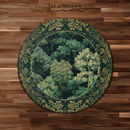 Lush Botanical Green Area Rug | Forest Theme Woodsy Aesthetic Living Room Green Home Decor Housewarming Gift Emerald Green Bedroom Floor Mat
