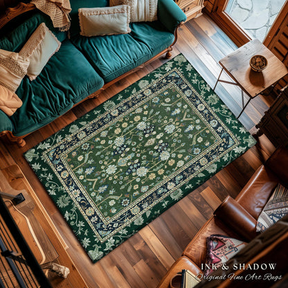 Muted Green Boho Area Rug | Rustic Aesthetic Living Room Pastel Green Home Decor Housewarming Gift Cottagecore Green Bedroom Floor Mat |