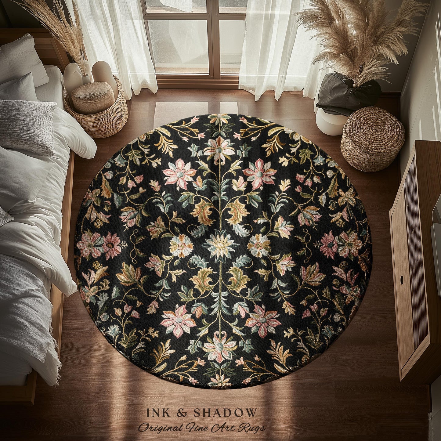 Pastel Baroque Floral Fairycore Rug | Soft Cottagecore Whimsical Wildflower Decor Vintage Fairytale Aesthetic Romantic Victorian Accent Art