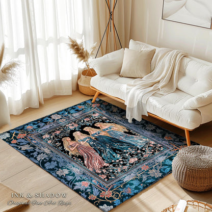 Goddess Aesthetic Ethereal Area Rug | Whimsical Celestial Gothic Forest Bedroom Accent Witchy Botanical Magic Enchanted Magical Aesthetic |