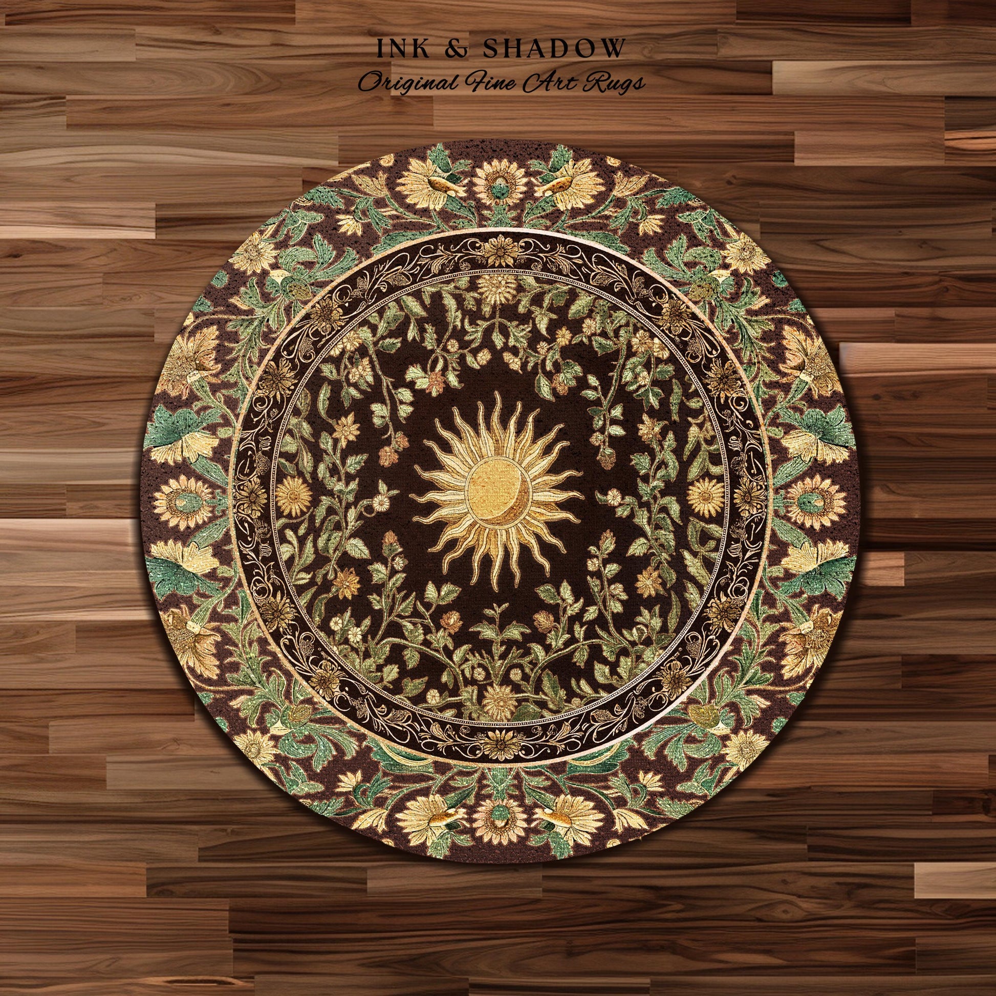 Boho Maximalist Sun Area Rug | Witchy Mystic Theme Rug Whimsical Celestial Tarot Aesthetic Astrology Inspired Spiritual Witchy Accent Rug