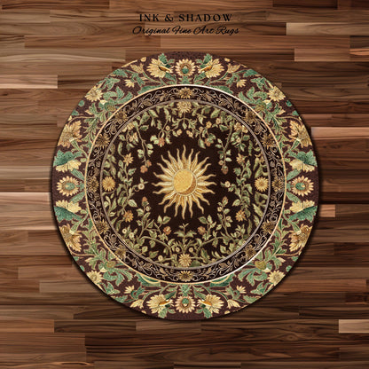 Boho Maximalist Sun Area Rug | Witchy Mystic Theme Rug Whimsical Celestial Tarot Aesthetic Astrology Inspired Spiritual Witchy Accent Rug