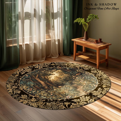 Mushroom Forest Magical Woodland Rug | Ethereal Mystic Academia Folklore Inspired Fairy Core Aesthetic Accent Rug Magical Bedroom Medieval
