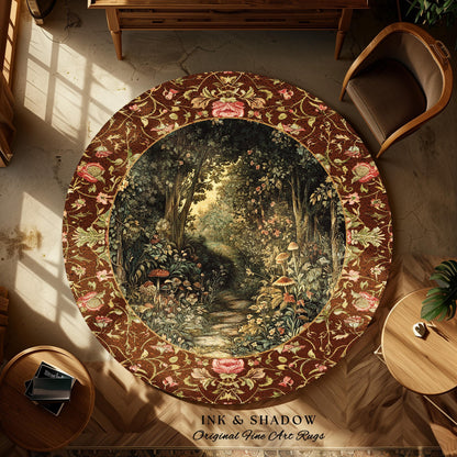 Fairy Ethereal Forest Area Rug | Mystic Dark Academia Folklore Inspired Fairy Aesthetic Accent Rug Magical Dark Bedroom Medieval Botanical |
