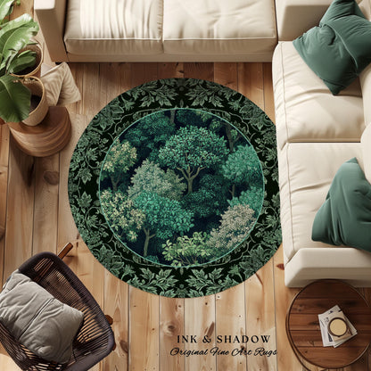 Verdant Greenery Botanical Area Rug | Woodland Magical Aesthetic Living Room Green Home Decor Plant Loving Bedroom Plan Gift Emerald Teal |