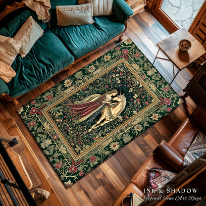 Dark Victorian Botanical Accent Rug | Dreamy Rococo Storybook Aesthetic Romantic Fairy Bedroom Dark Cottagecore Area Rug Home Decor Forest |