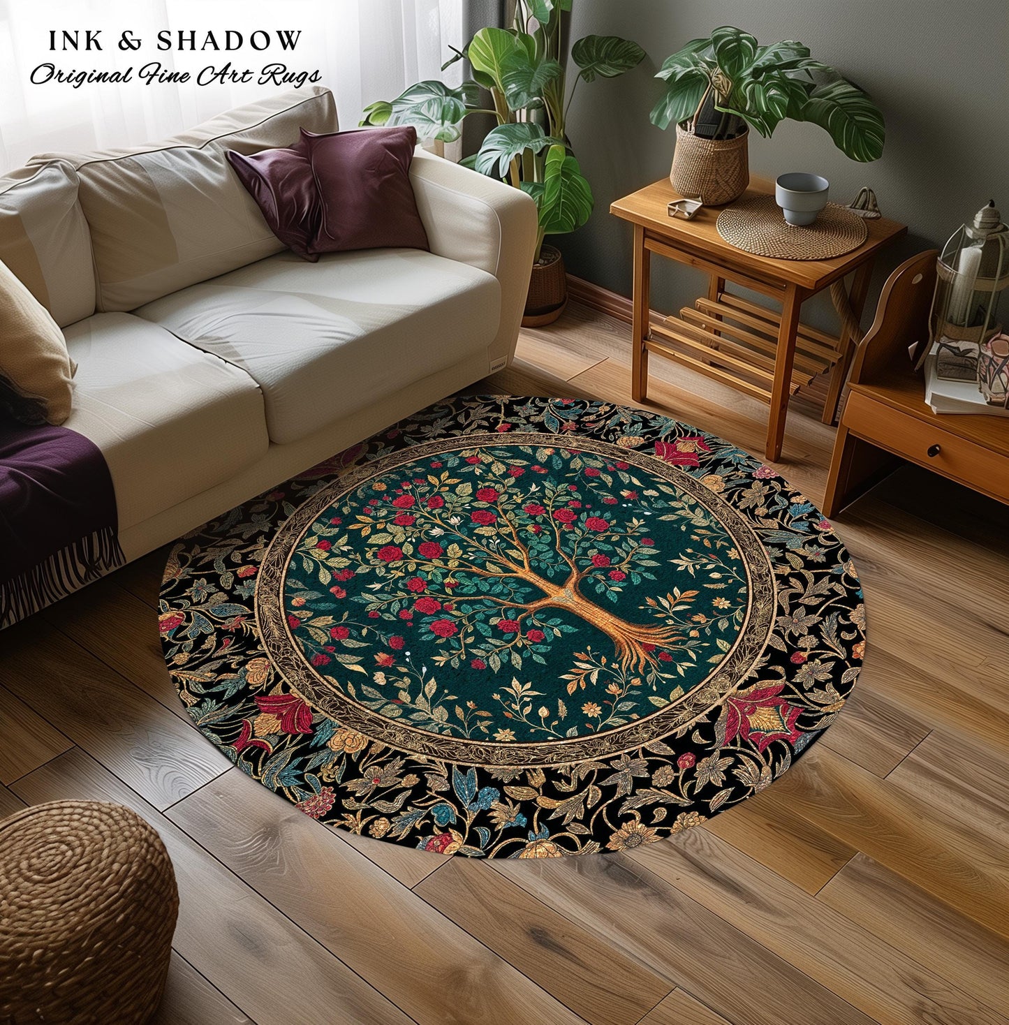 Blooming Roses Romantic Rococo Area Rug | Vintage Botanical Accent Rug Ornate Border Victorian Folk Art Medieval Maximalist Room Decor |