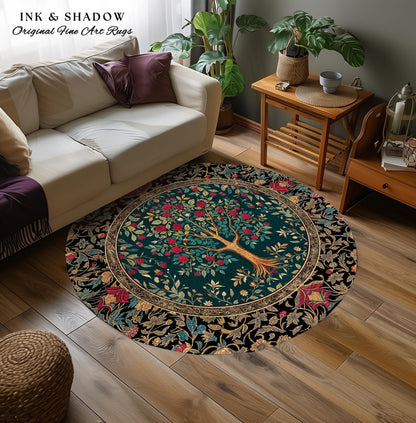 Blooming Roses Romantic Rococo Area Rug | Vintage Botanical Accent Rug Ornate Border Victorian Folk Art Medieval Maximalist Room Decor |
