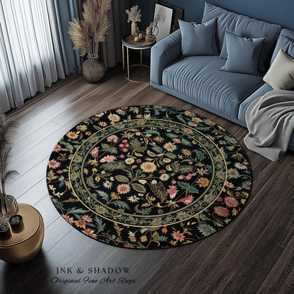 Charming Countryside Floral Field Folk Art Rug, Rustic Wildflower Botanical Cottagecore Decor Ethereal Home Victorian Garden Folklore Accent
