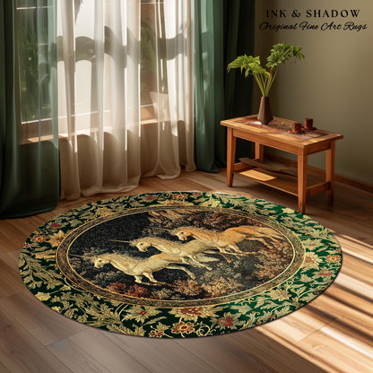 Fairytale Theme Moonlit Ethereal Rug | Unicorn Royalcore Accent Rug Castle Aesthetic Dreamy Bedroom Baroque Home Accent Gothic Art Area Rug