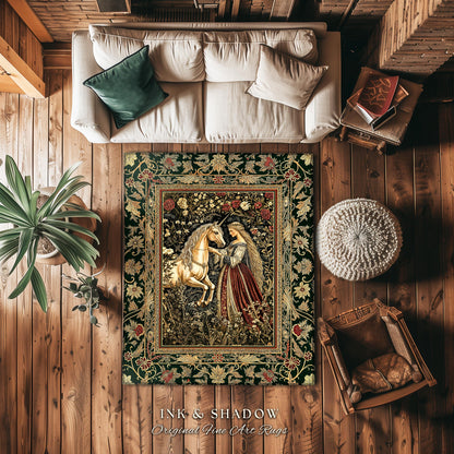 Renaissance Fairytale Floral Accent Rug | Baroque Cottagecore Aesthetic Literary Goth Home Accent Regal Princesscore Bedroom Decor Medieval