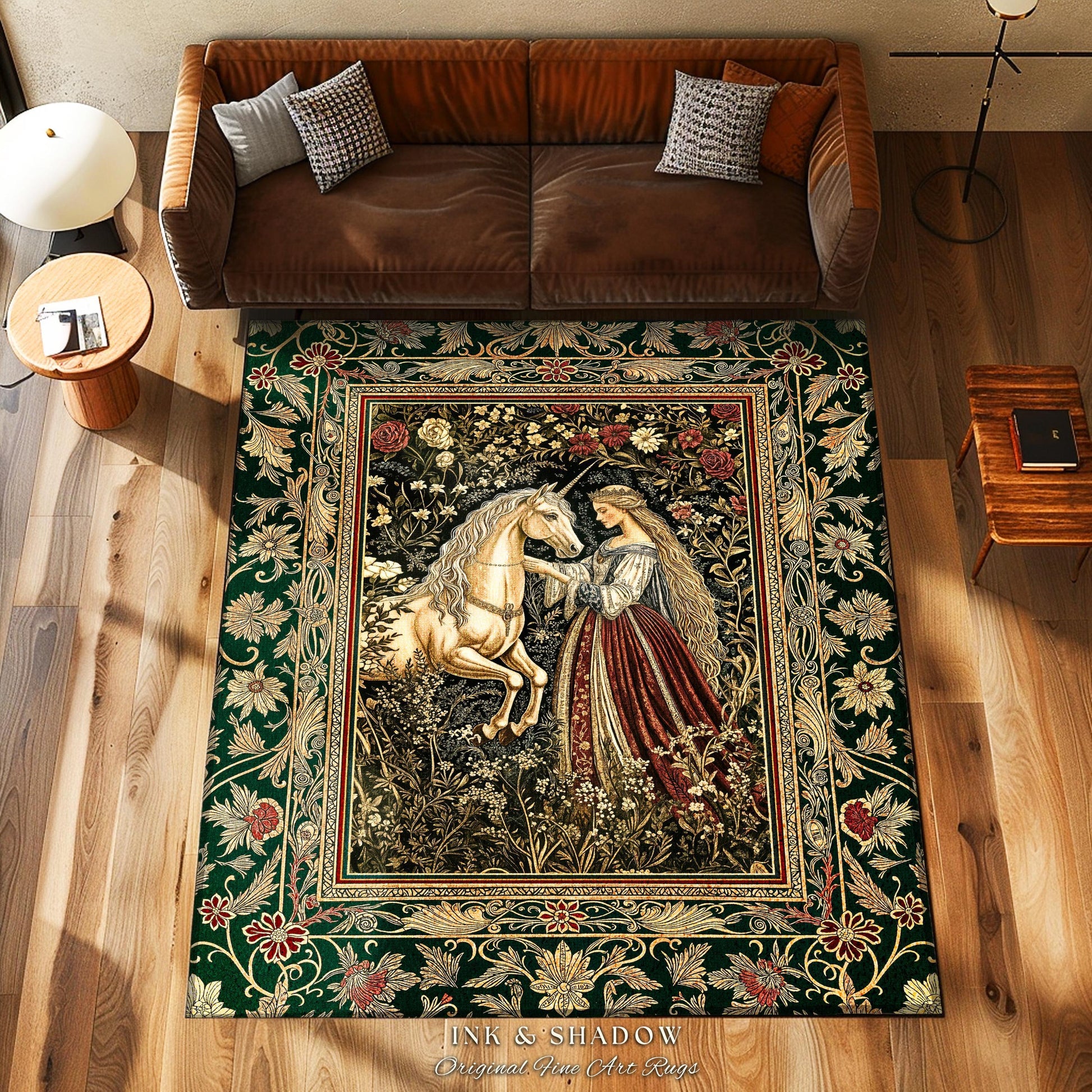 Renaissance Fairytale Floral Accent Rug | Baroque Cottagecore Aesthetic Literary Goth Home Accent Regal Princesscore Bedroom Decor Medieval