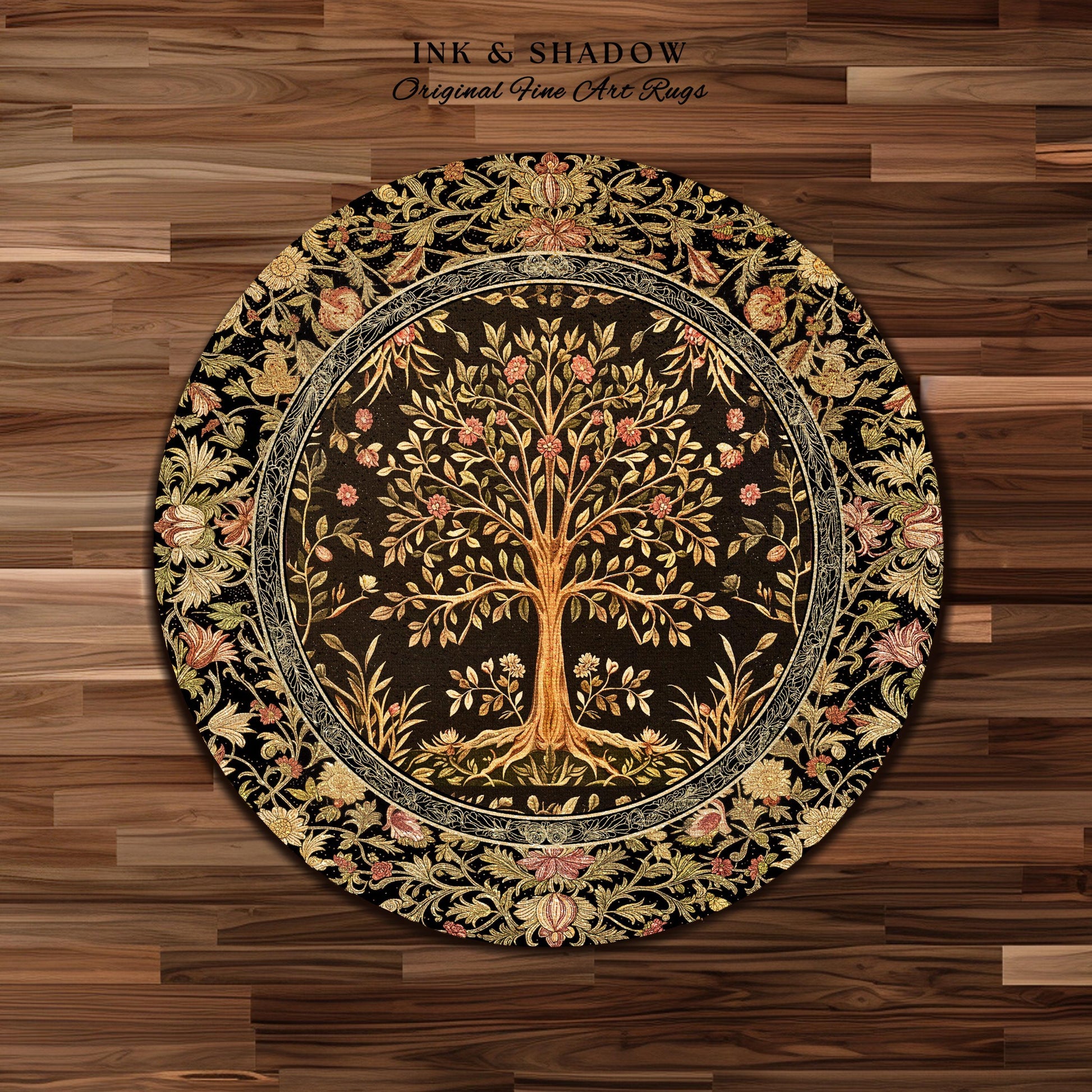 Baroque Forest Whimsical Accent Rug | Ornate Botanical Design Gothic Cottagecore Decor Romantic Fairycore Vintage Floral Bedroom Carpet |
