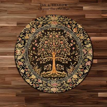 Baroque Forest Whimsical Accent Rug | Ornate Botanical Design Gothic Cottagecore Decor Romantic Fairycore Vintage Floral Bedroom Carpet |