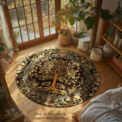 Baroque Forest Whimsical Accent Rug | Ornate Botanical Design Gothic Cottagecore Decor Romantic Fairycore Vintage Floral Bedroom Carpet |