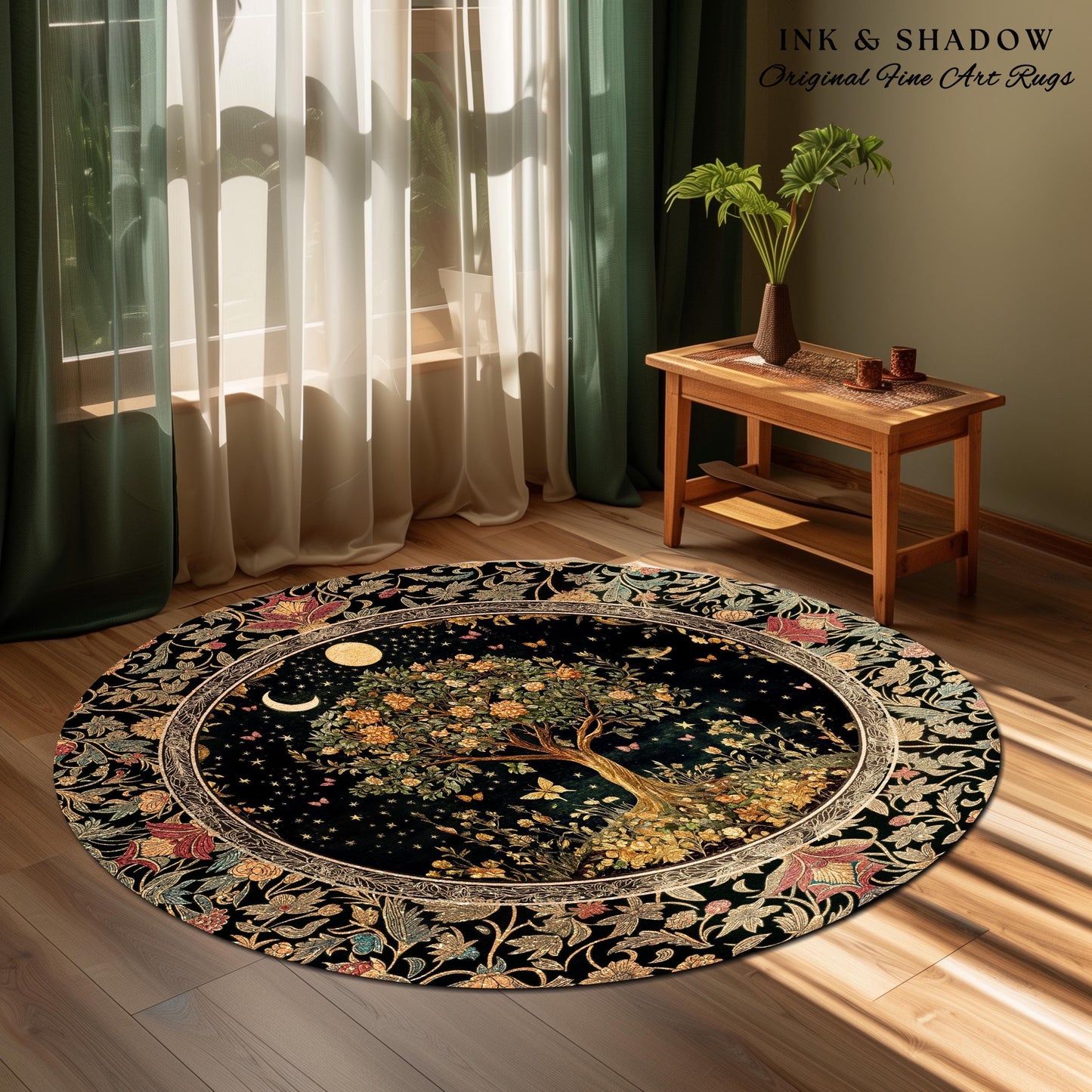 Rustic Medieval Fairycore Area Rug | Gothic Forest Home Decor Maximalist Aesthetic Housewarming Gift Parisian Living Room Accent Chateaucore