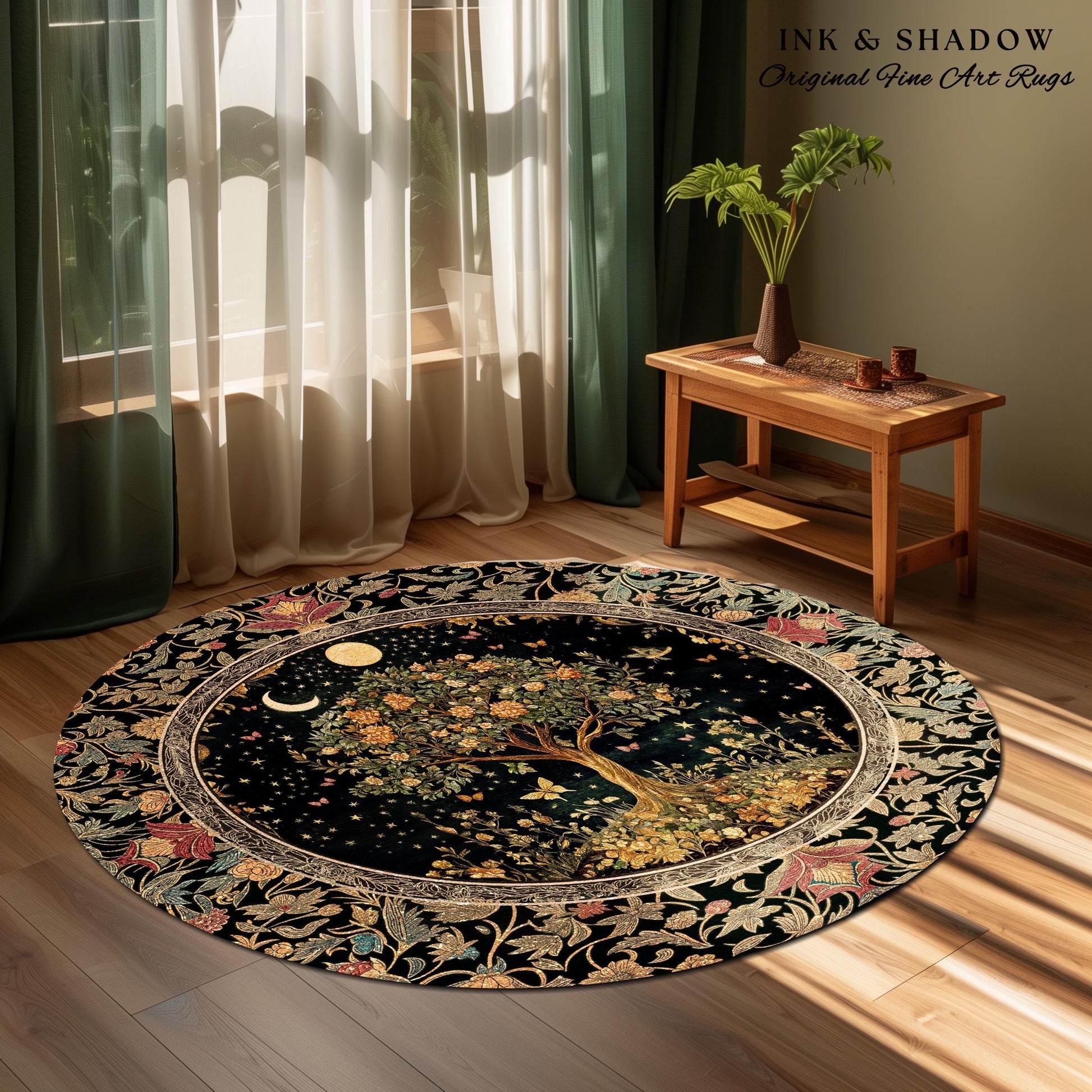 Rustic Medieval Fairycore Area Rug | Gothic Forest Home Decor Maximalist Aesthetic Housewarming Gift Parisian Living Room Accent Chateaucore