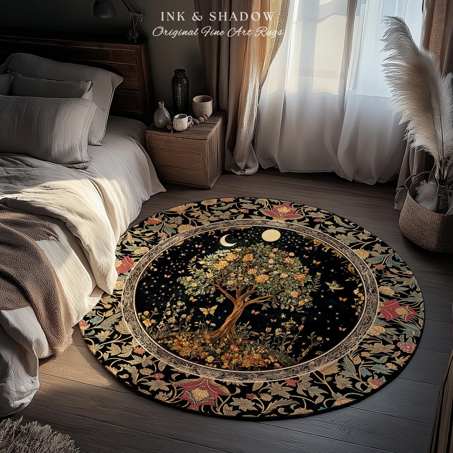 Rustic Medieval Fairycore Area Rug | Gothic Forest Home Decor Maximalist Aesthetic Housewarming Gift Parisian Living Room Accent Chateaucore