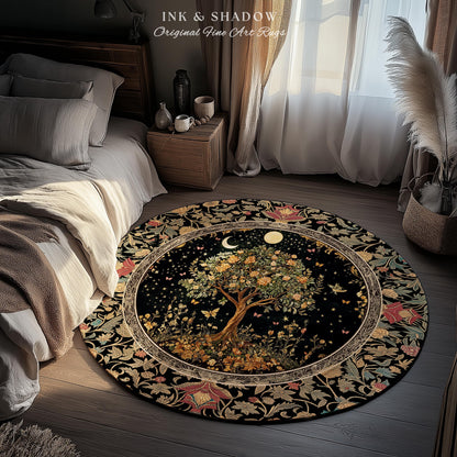 Rustic Medieval Fairycore Area Rug | Gothic Forest Home Decor Maximalist Aesthetic Housewarming Gift Parisian Living Room Accent Chateaucore