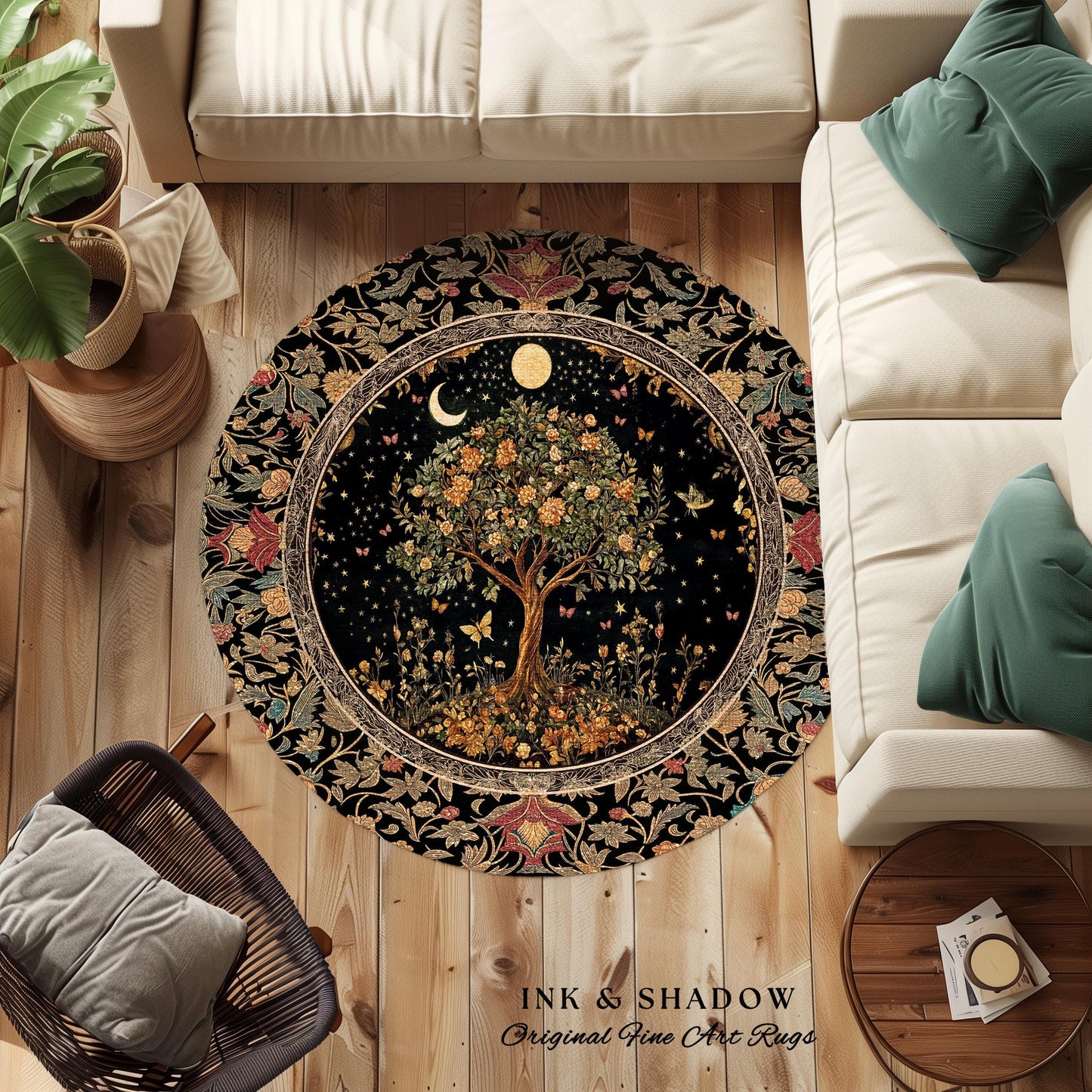Rustic Medieval Fairycore Area Rug | Gothic Forest Home Decor Maximalist Aesthetic Housewarming Gift Parisian Living Room Accent Chateaucore