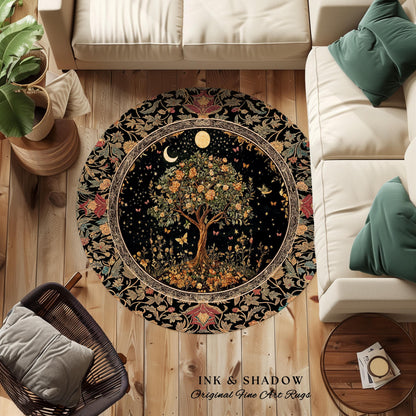 Rustic Medieval Fairycore Area Rug | Gothic Forest Home Decor Maximalist Aesthetic Housewarming Gift Parisian Living Room Accent Chateaucore