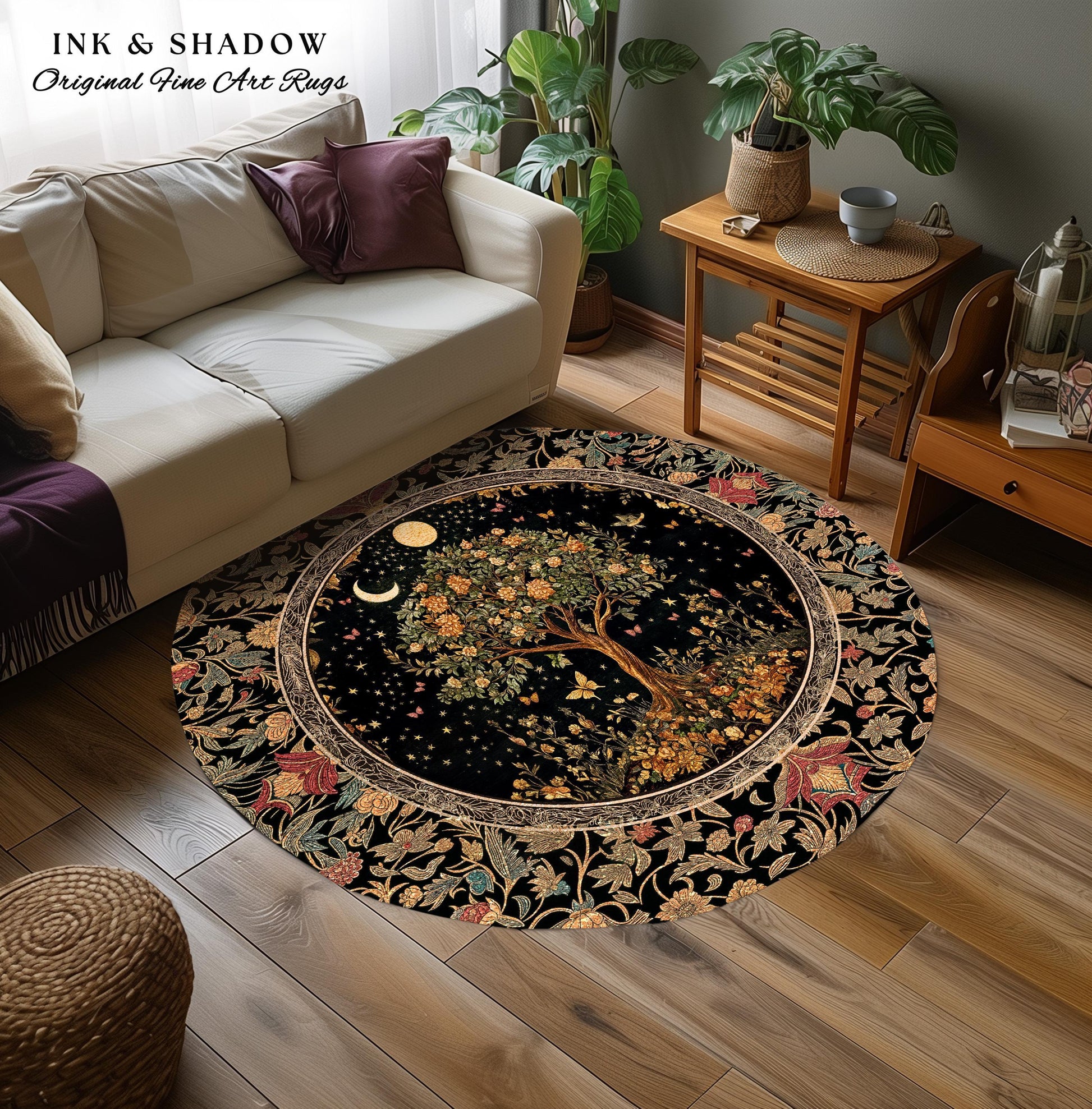 Rustic Medieval Fairycore Area Rug | Gothic Forest Home Decor Maximalist Aesthetic Housewarming Gift Parisian Living Room Accent Chateaucore