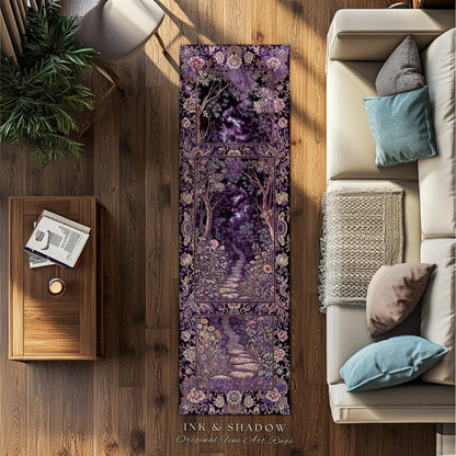 Magical Woodland Mushroom Rug | Fairytale Theme Woodland Botanical Aesthetic Whimsical Home Decor Bedroom Housewarming Gift Purple Woods |