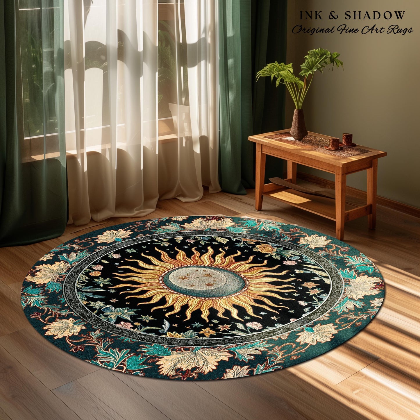 Celestial Sun Moon Rug | Gothic Tarot Astrology Bohemian Home Decor