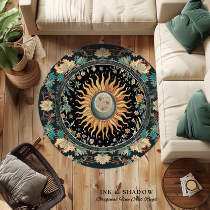 Celestial Sun Moon Rug | Gothic Tarot Astrology Bohemian Home Decor