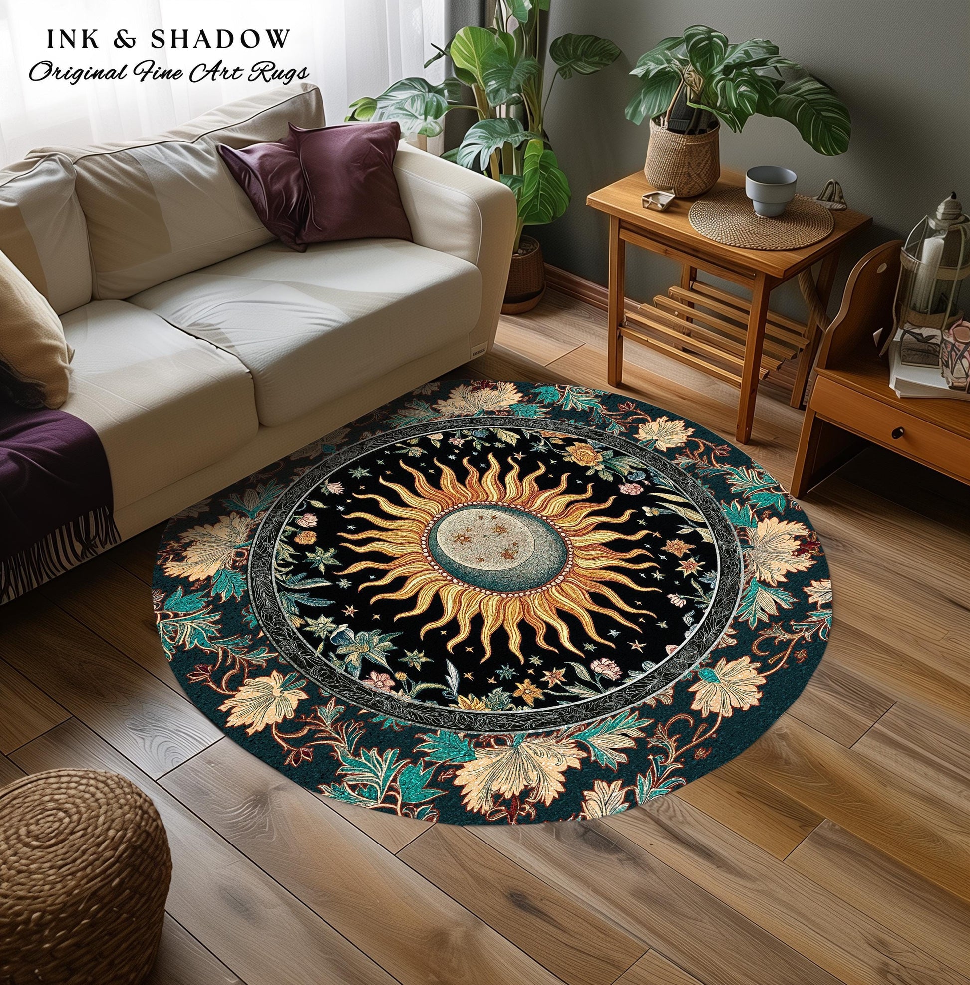 Celestial Sun Moon Rug | Gothic Tarot Astrology Bohemian Home Decor