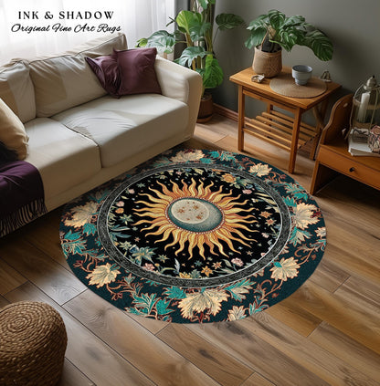 Celestial Sun Moon Rug | Gothic Tarot Astrology Bohemian Home Decor