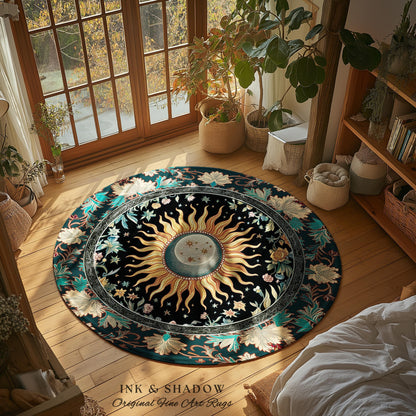Celestial Sun Moon Rug | Gothic Tarot Astrology Bohemian Home Decor