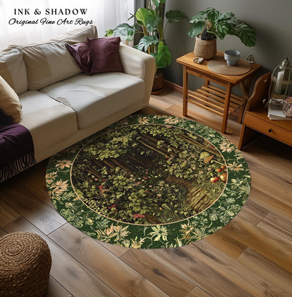Fairytale Forest Botanical Accent Rug | Mystic Aesthetic Woodland Home Magical Decor Plant Loving Bedroom Housewarming Gift Emerald Woods |